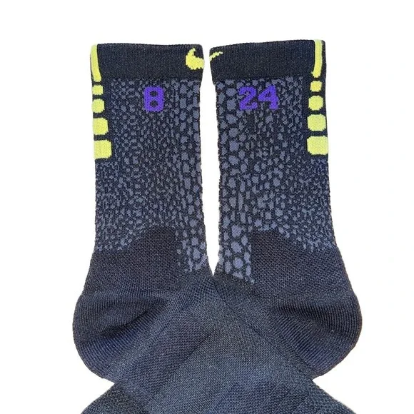 Nike KOBE Lakers BLACK MAMBA CITY EDITION Elite Crew Socks Size US 8-12 - Picture 11 of 11